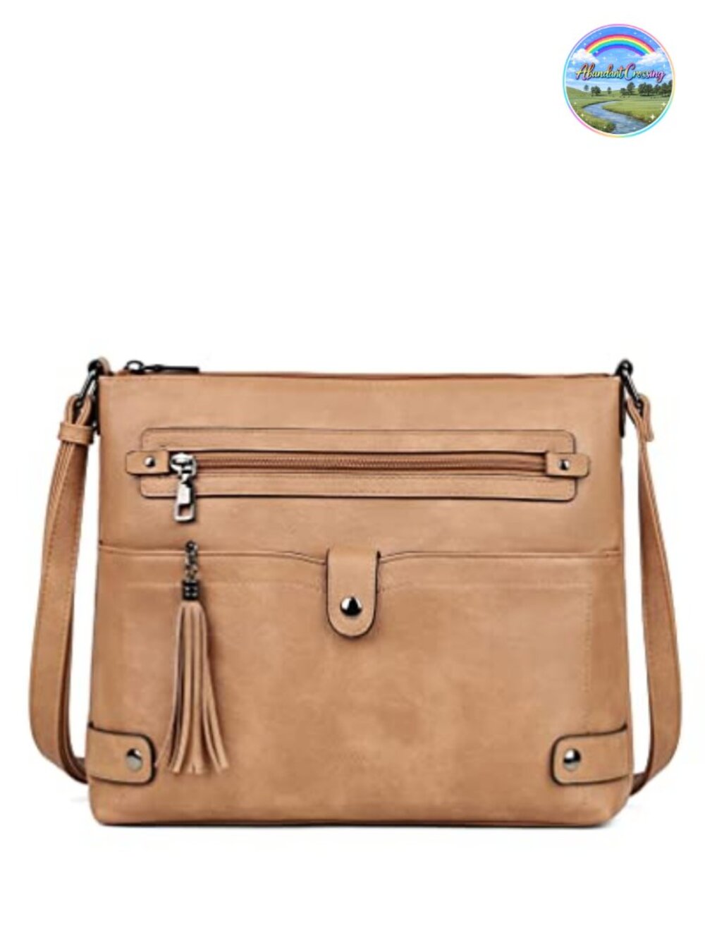 Waterproof PU Leather Large Crossbody Bag Multi Pocket Shoulder Purse